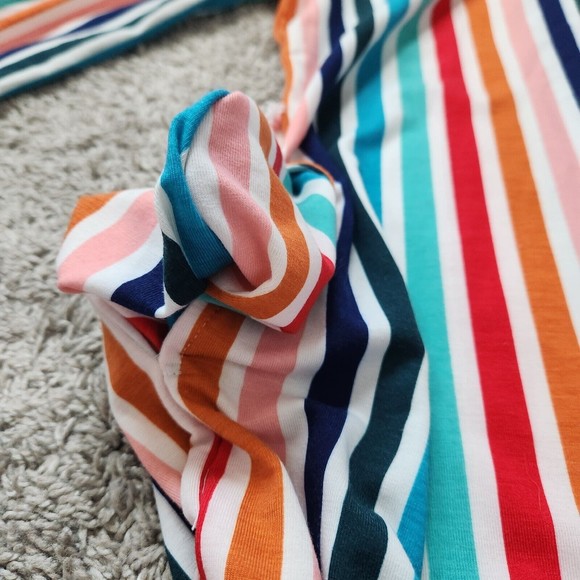 LuLaRoe Women X Small Long Sleeve Colorful Stripe Buttons Asymmetric Shirt Dress - Picture 4 of 6